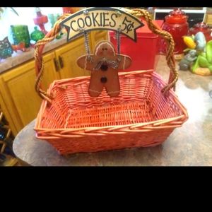Vintage Wicker Basket. Pinkish Color.